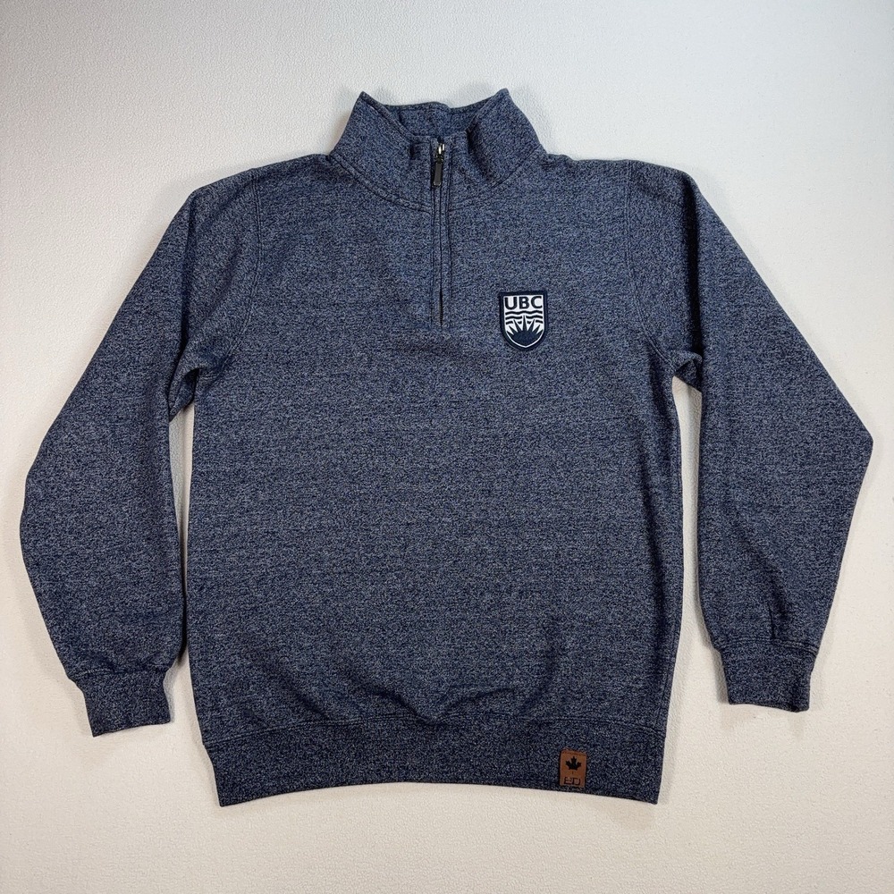 UBC University British Columbia 1/4 Zip Mens S Blue Gray Fleece Lined BD Bardown